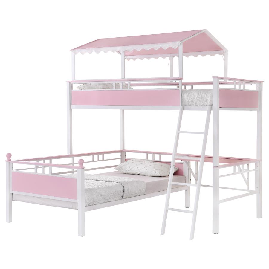 (image for) Alexia Twin Over Twin Workstation Bunk Bed Pink and White