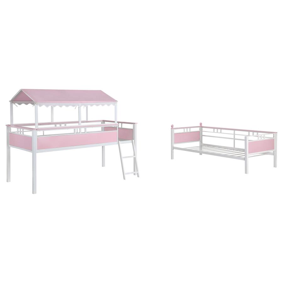 (image for) Alexia Twin Over Twin Workstation Bunk Bed Pink and White