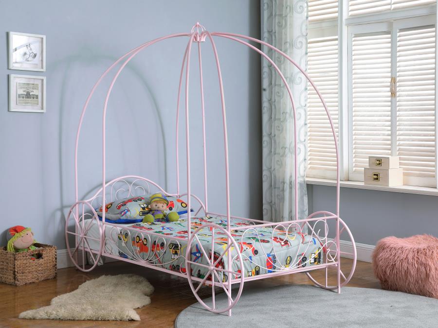 (image for) Massi Metal Twin Canopy Bed Powder Pink