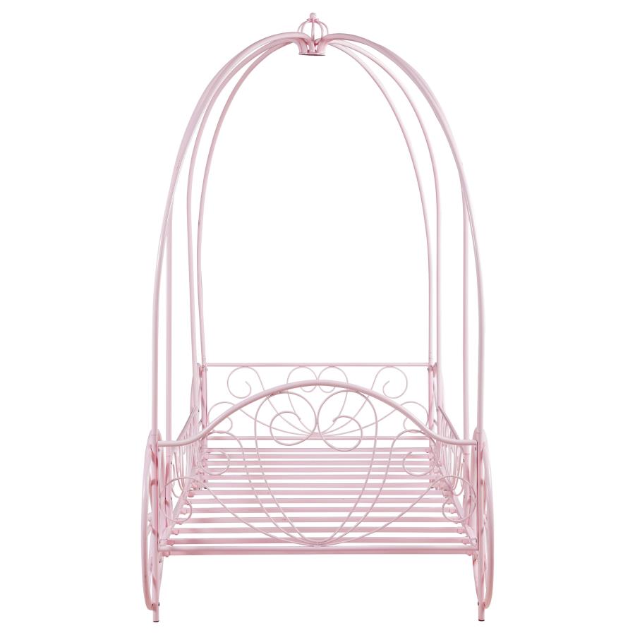 (image for) Massi Metal Twin Canopy Bed Powder Pink