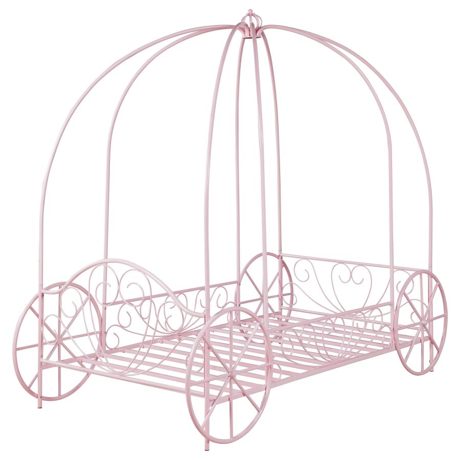 (image for) Massi Metal Twin Canopy Bed Powder Pink