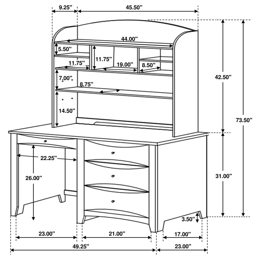 Phoenix Desk Hutch with Shelves Cappuccino