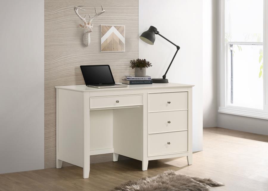 (image for) Selena 48-inch 3-drawer Office Computer Desk Cream White