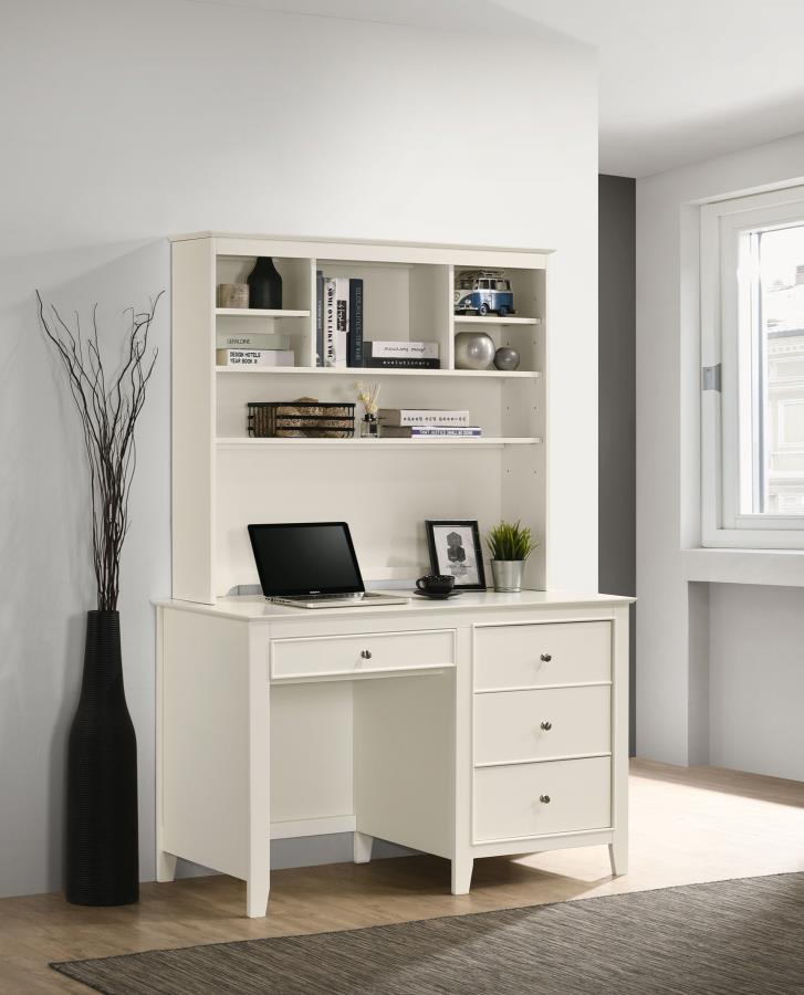 (image for) Selena 48-inch 3-drawer Office Computer Desk Cream White