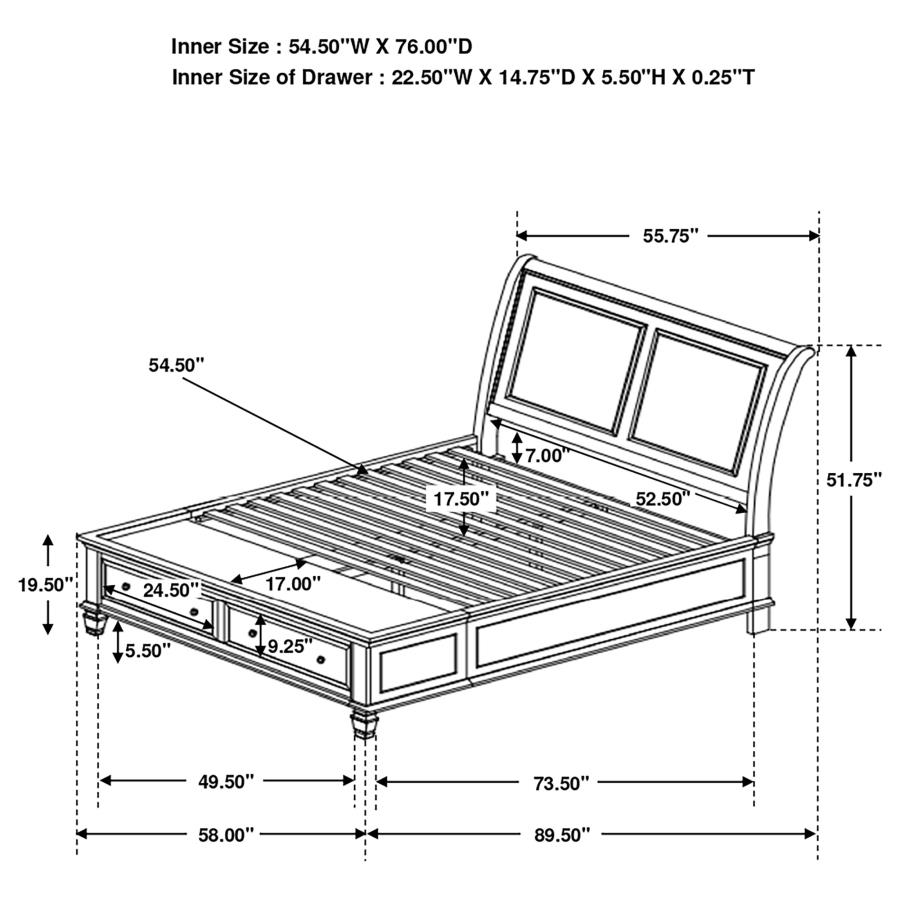 (image for) Selena Wood Full Storage Panel Bed Cream White