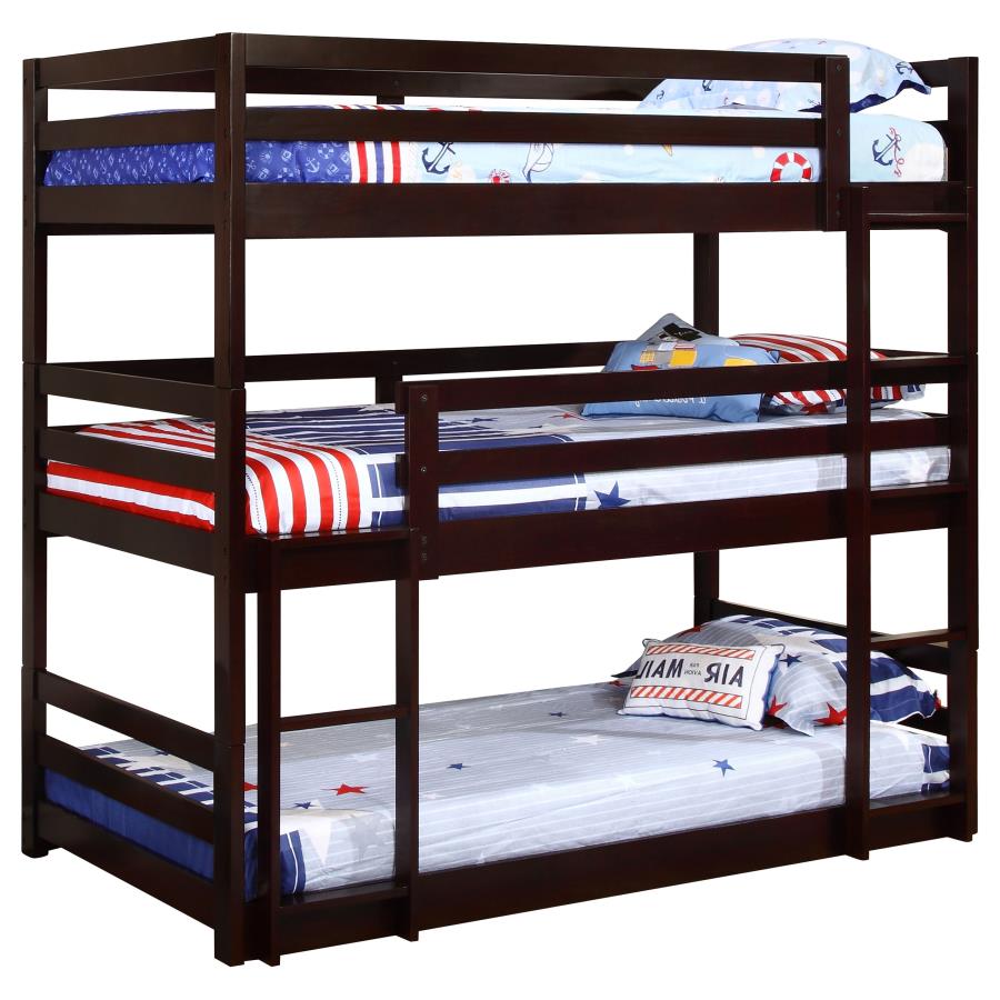 (image for) Sandler Wood Twin Triple Bunk Bed Cappuccino