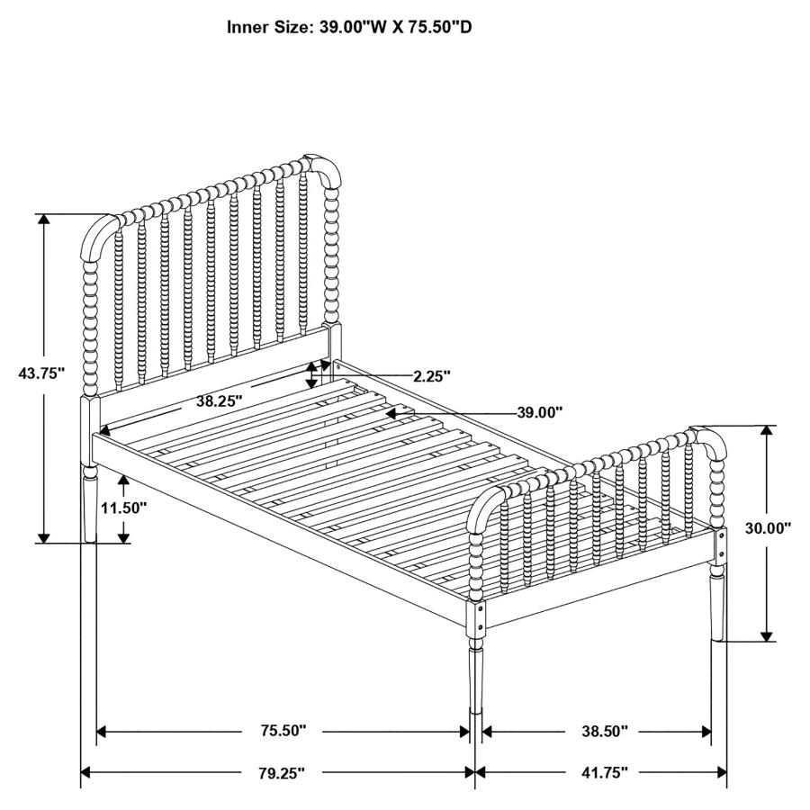 (image for) Jones Wood Twin Open Frame Bed White