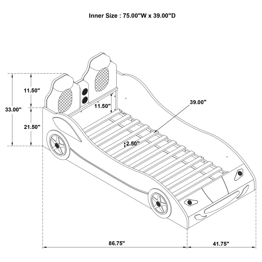 (image for) Cruiser Wood Twin LED Car Bed White