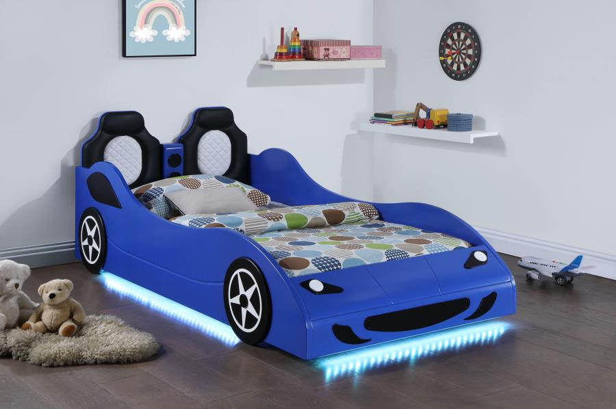 (image for) Cruiser Wood Twin LED Car Bed Blue