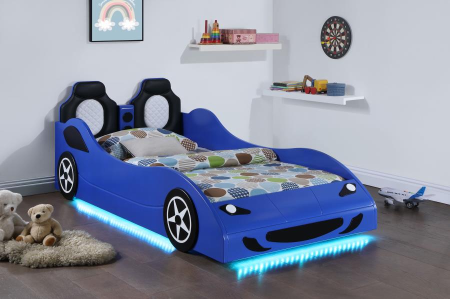 (image for) Cruiser Wood Twin LED Car Bed Blue