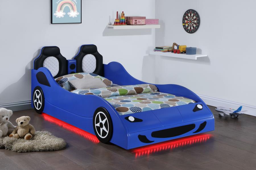 (image for) Cruiser Wood Twin LED Car Bed Blue