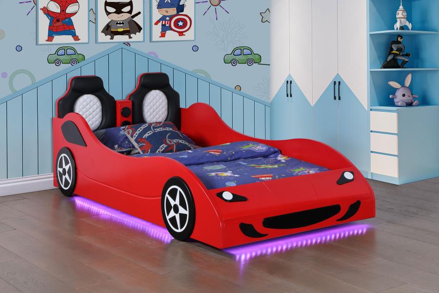 (image for) Cruiser Wood Twin LED Car Bed Red