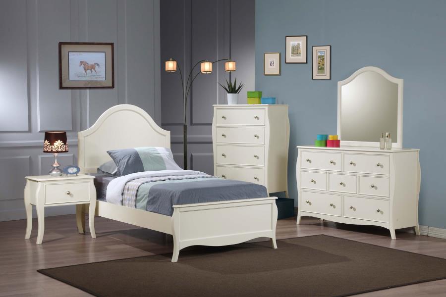 (image for) Dominique 4-piece Full Bedroom Set Cream White - Click Image to Close