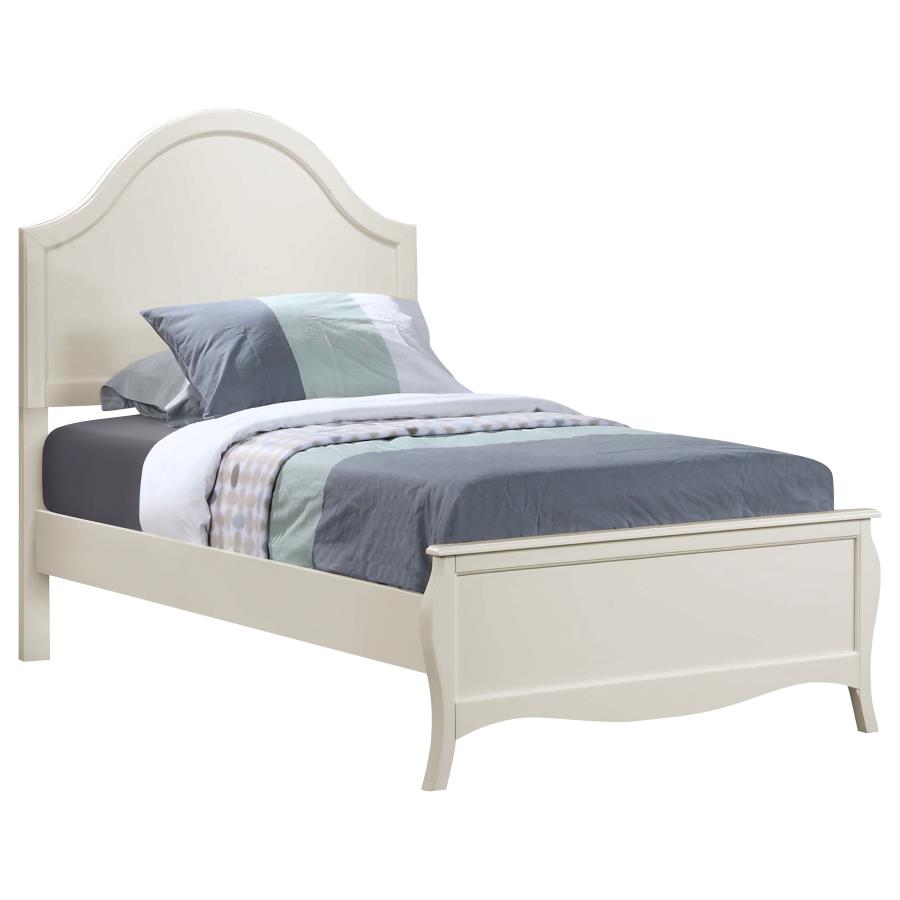 (image for) Dominique Wood Full Panel Bed Cream White - Click Image to Close