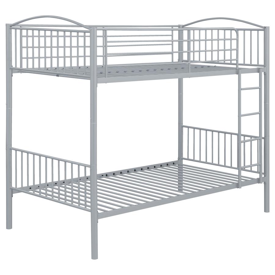 (image for) Anson Twin Over Twin Bunk Bed Silver - Click Image to Close