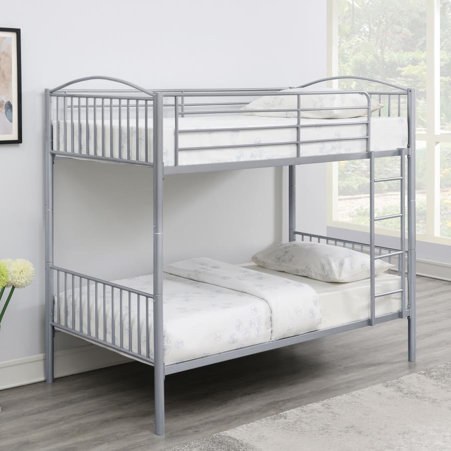 (image for) Anson Twin Over Twin Bunk Bed Silver