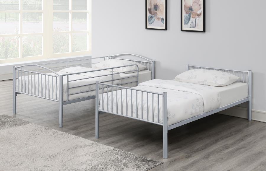 (image for) Anson Twin Over Twin Bunk Bed Silver