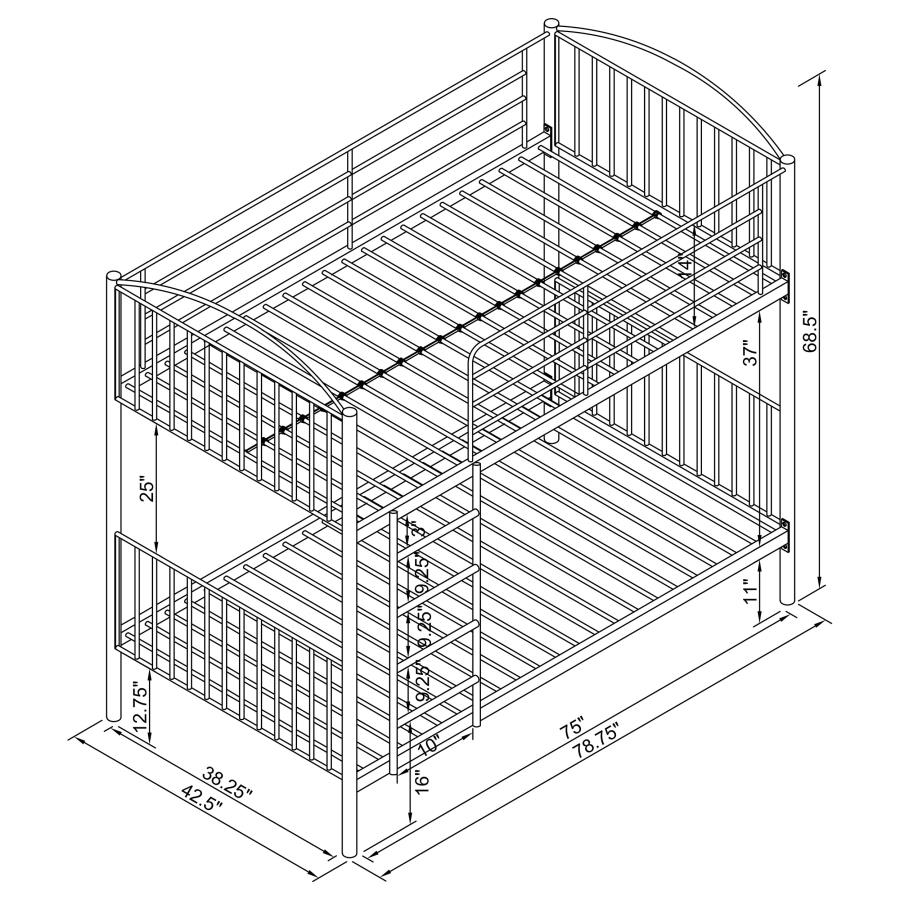 (image for) Anson Twin Over Twin Bunk Bed Silver