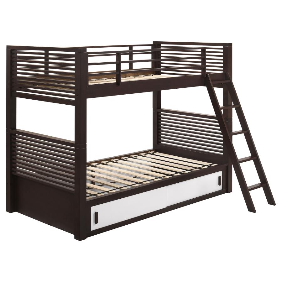 (image for) Oliver Wood Twin Over Twin Bunk Bed Java