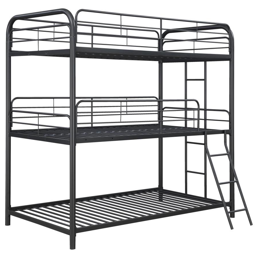 (image for) Garner Metal Twin Triple Bunk Bed Gunmetal - Click Image to Close