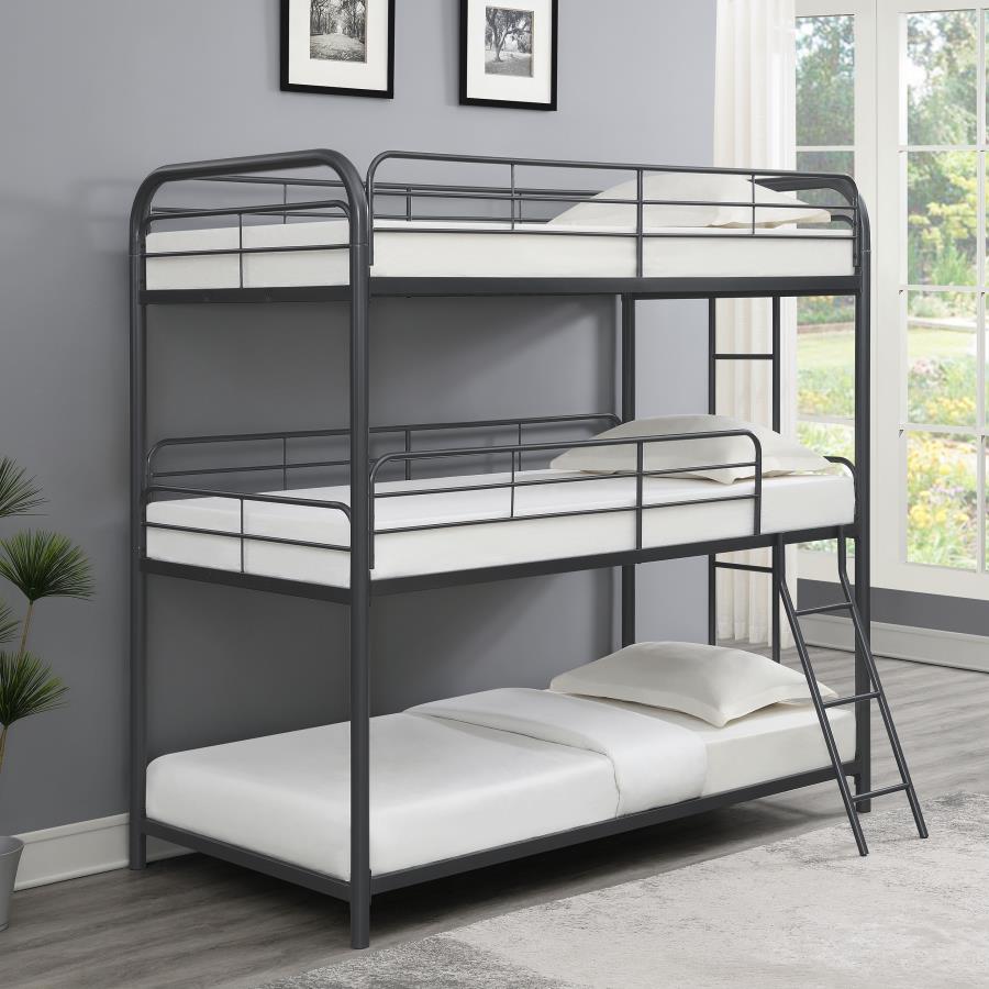 (image for) Garner Metal Twin Triple Bunk Bed Gunmetal