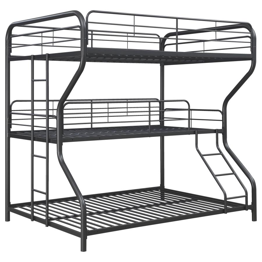 (image for) Garner Full Over Twin Over Full Triple Bunk Bed Gunmetal - Click Image to Close