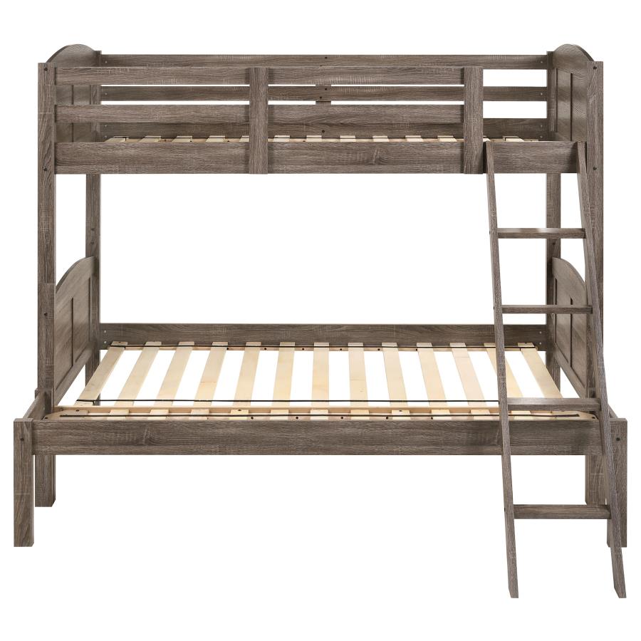 (image for) Flynn Wood Twin Over Full Bunk Bed Weathered Brown