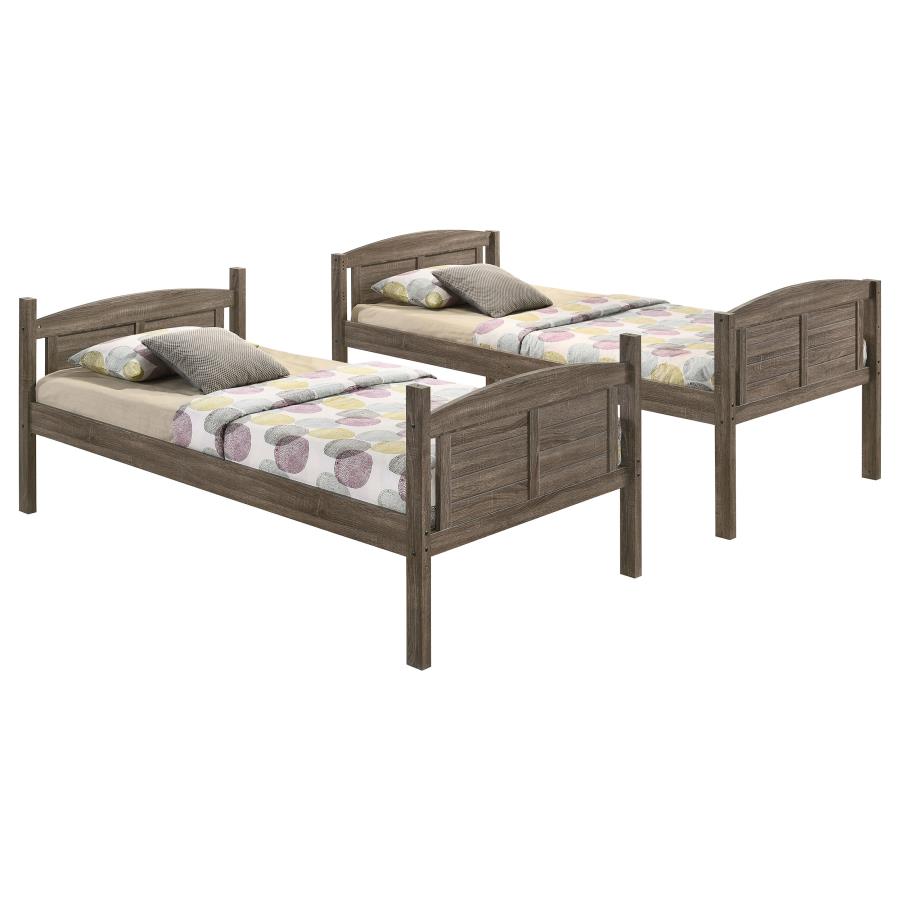 (image for) Flynn Wood Twin Over Full Bunk Bed Weathered Brown