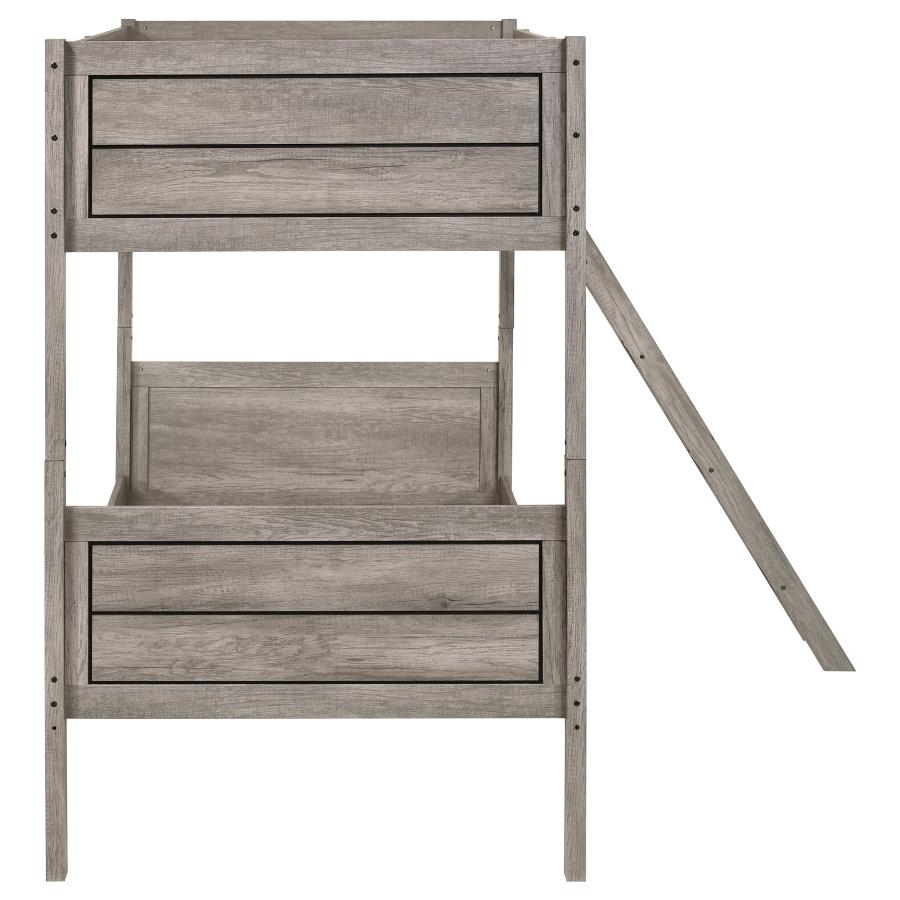 (image for) Ryder Wood Twin Over Twin Bunk Bed Weathered Taupe