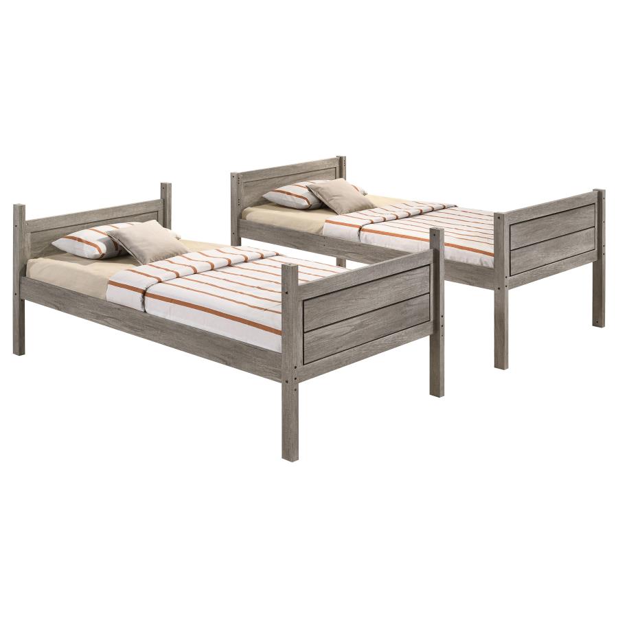 (image for) Ryder Wood Twin Over Twin Bunk Bed Weathered Taupe