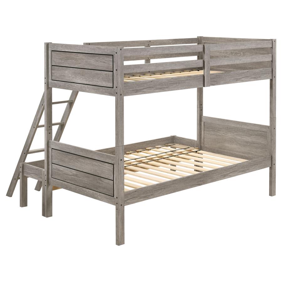 (image for) Ryder Wood Twin Over Full Bunk Bed Weathered Taupe