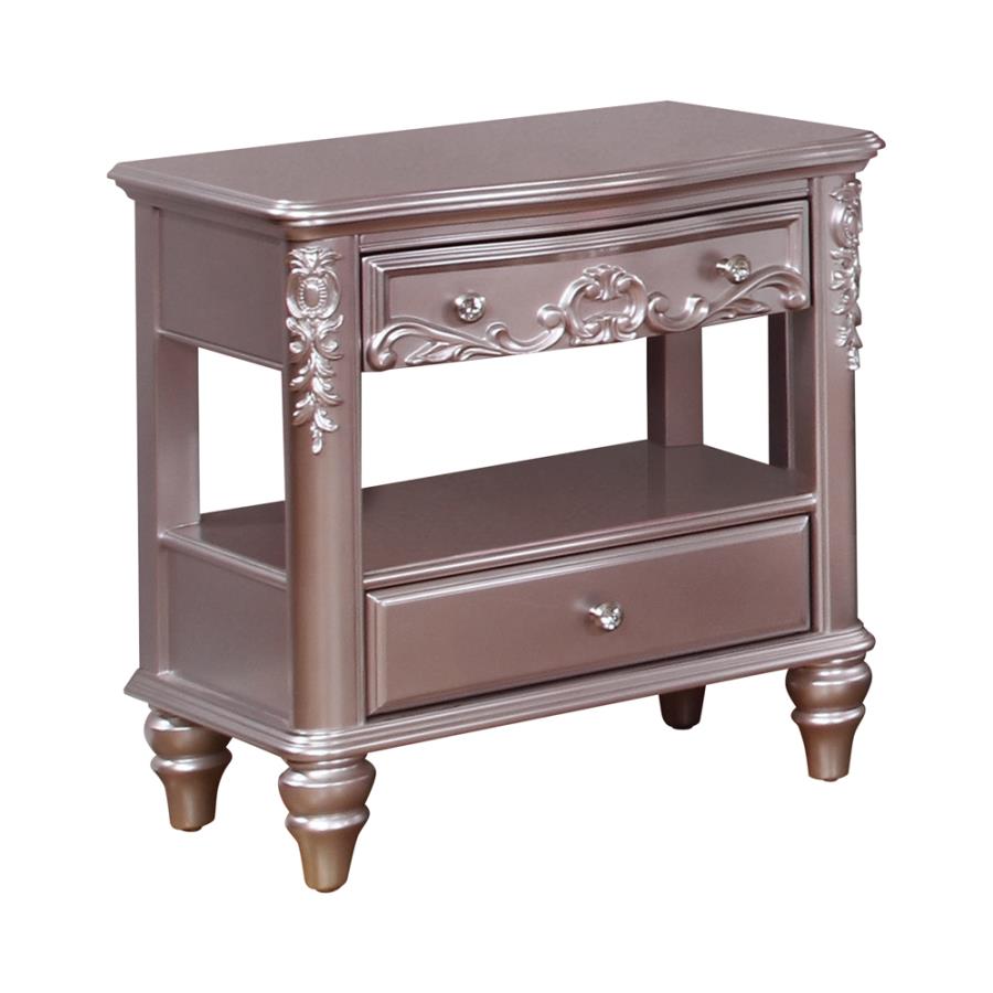 (image for) Caroline 2-drawer Rectangular Nightstand Metallic Lilac