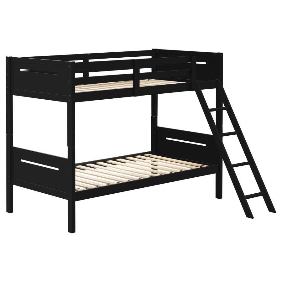 (image for) Littleton Wood Twin Over Twin Bunk Bed Black - Click Image to Close