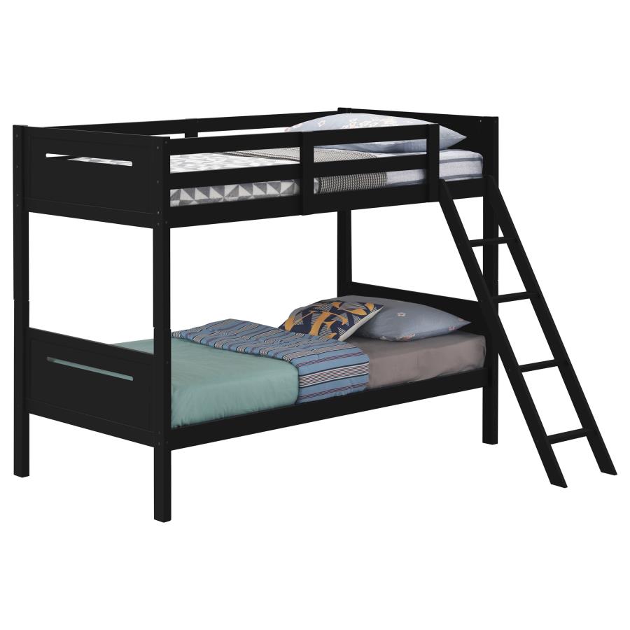 (image for) Littleton Wood Twin Over Twin Bunk Bed Black