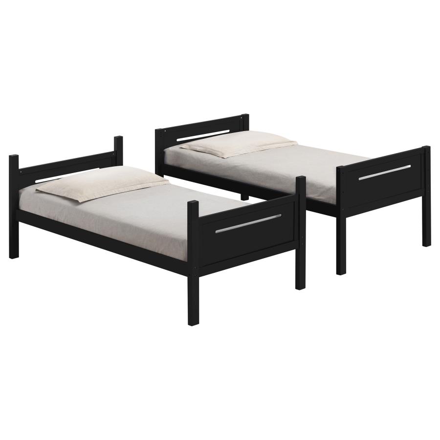 (image for) Littleton Wood Twin Over Twin Bunk Bed Black