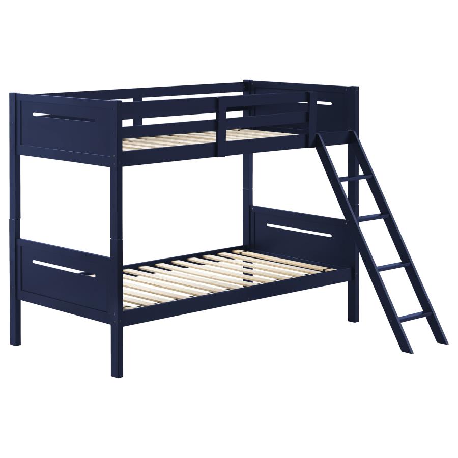 (image for) Littleton Wood Twin Over Twin Bunk Bed Blue