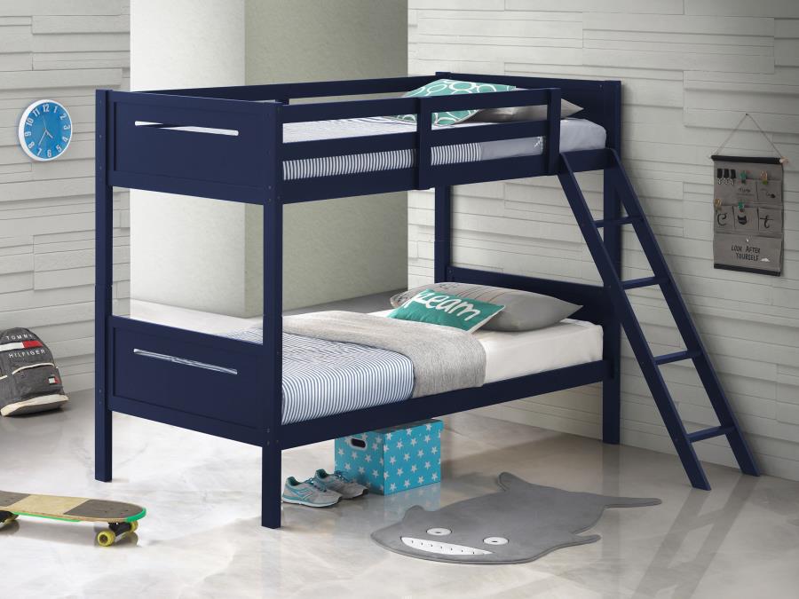 (image for) Littleton Wood Twin Over Twin Bunk Bed Blue