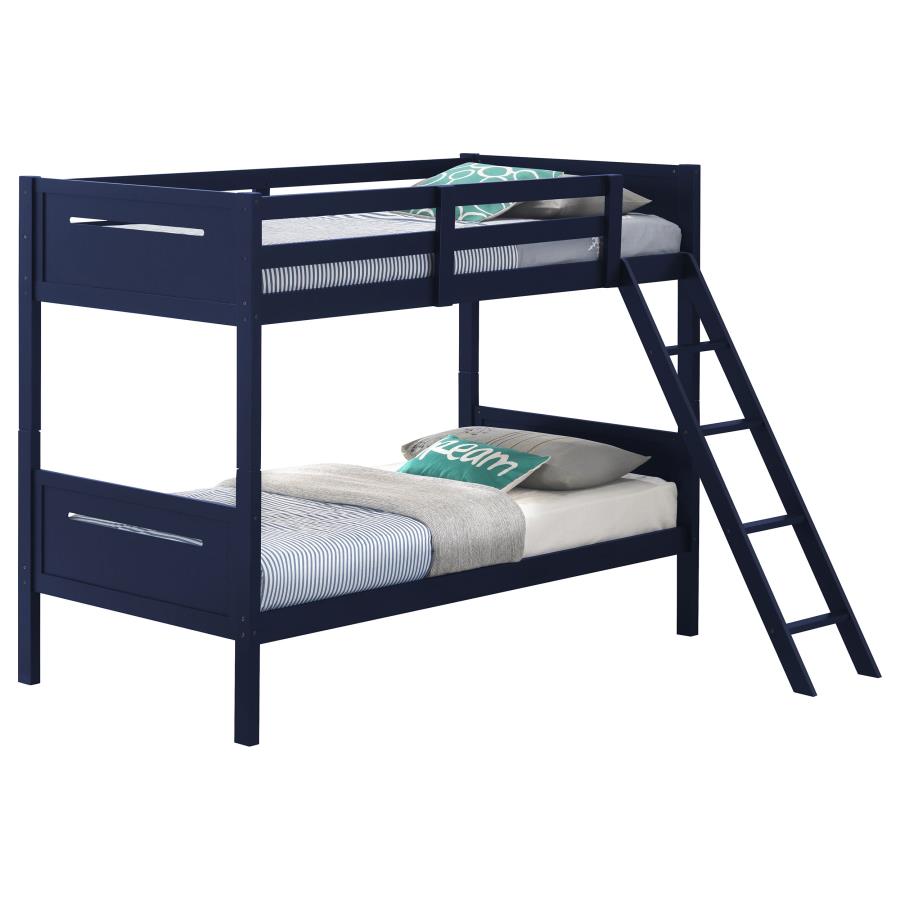 (image for) Littleton Wood Twin Over Twin Bunk Bed Blue