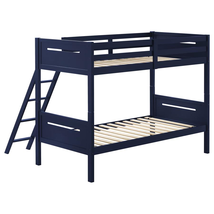 (image for) Littleton Wood Twin Over Twin Bunk Bed Blue