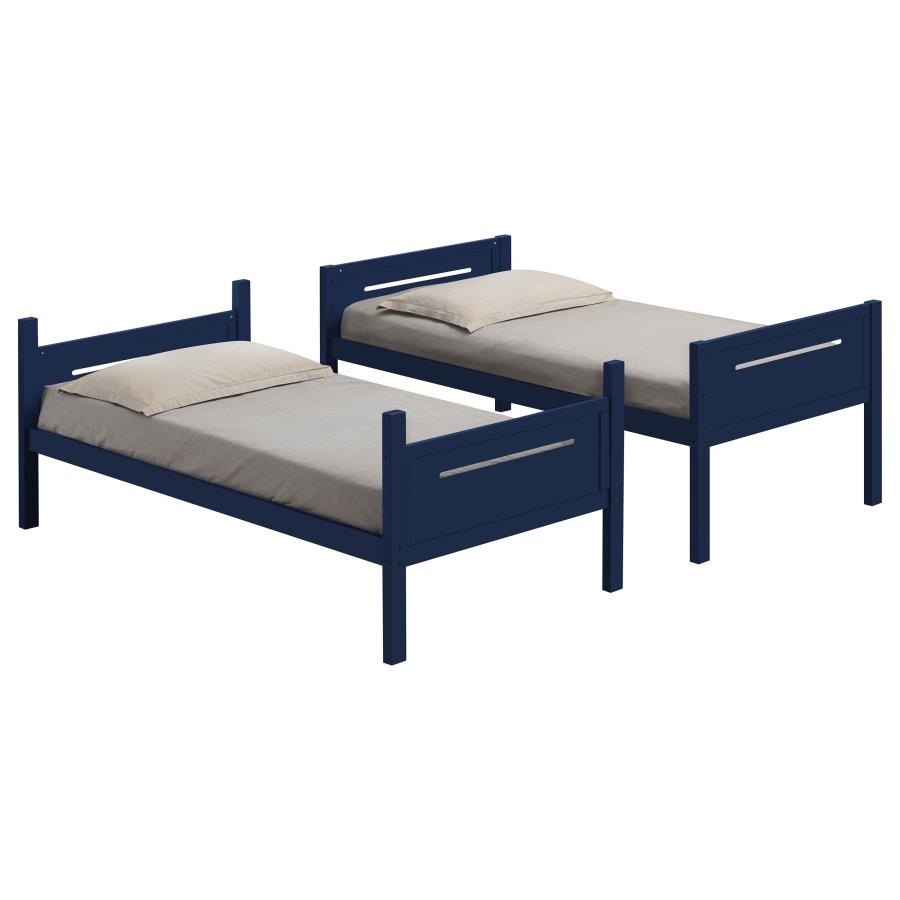 (image for) Littleton Wood Twin Over Twin Bunk Bed Blue