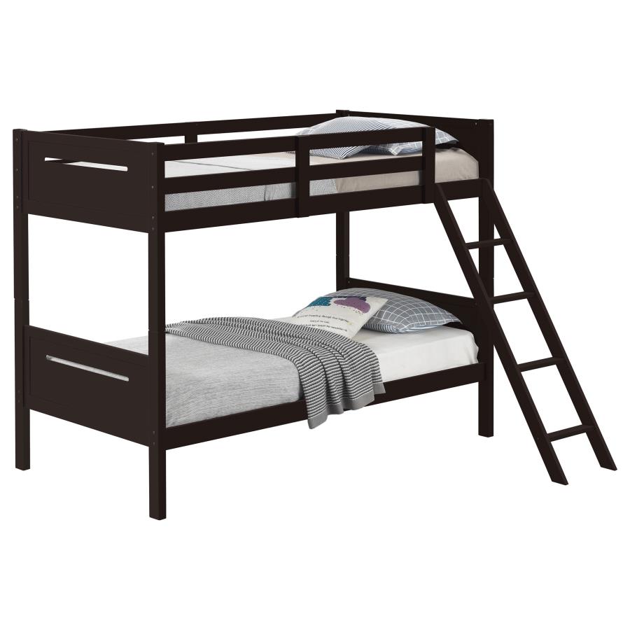 (image for) Littleton Wood Twin Over Twin Bunk Bed Espresso