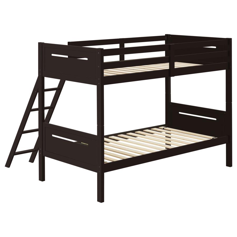 (image for) Littleton Wood Twin Over Twin Bunk Bed Espresso