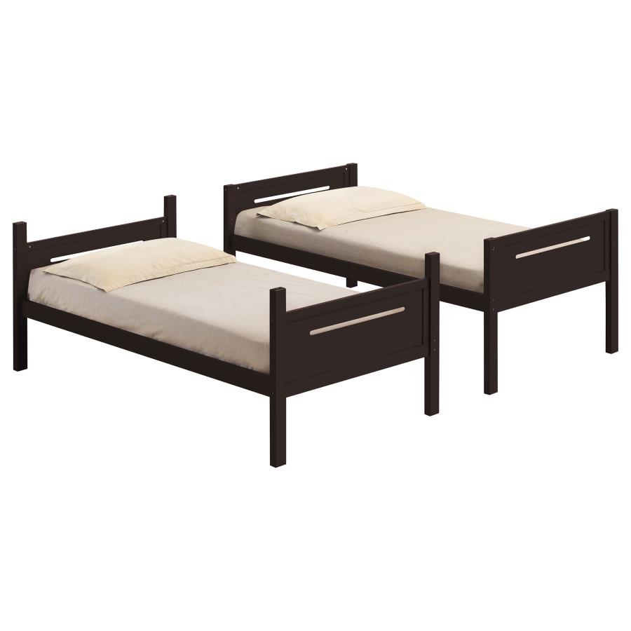 (image for) Littleton Wood Twin Over Twin Bunk Bed Espresso