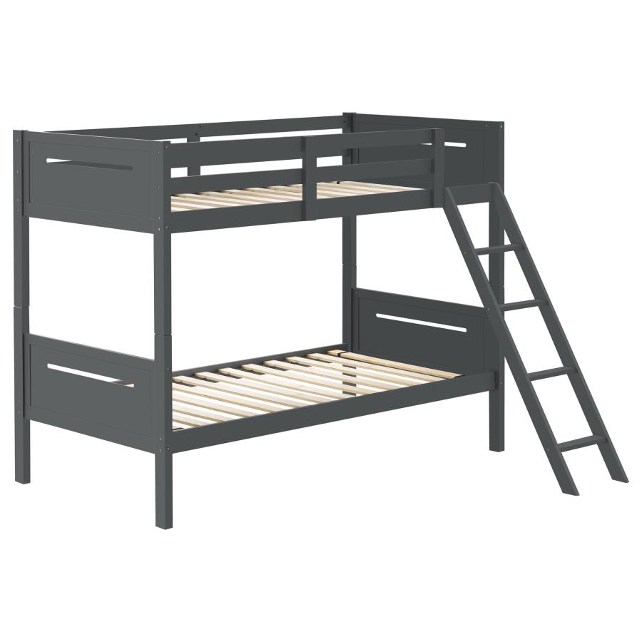 (image for) Littleton Wood Twin Over Twin Bunk Bed Grey