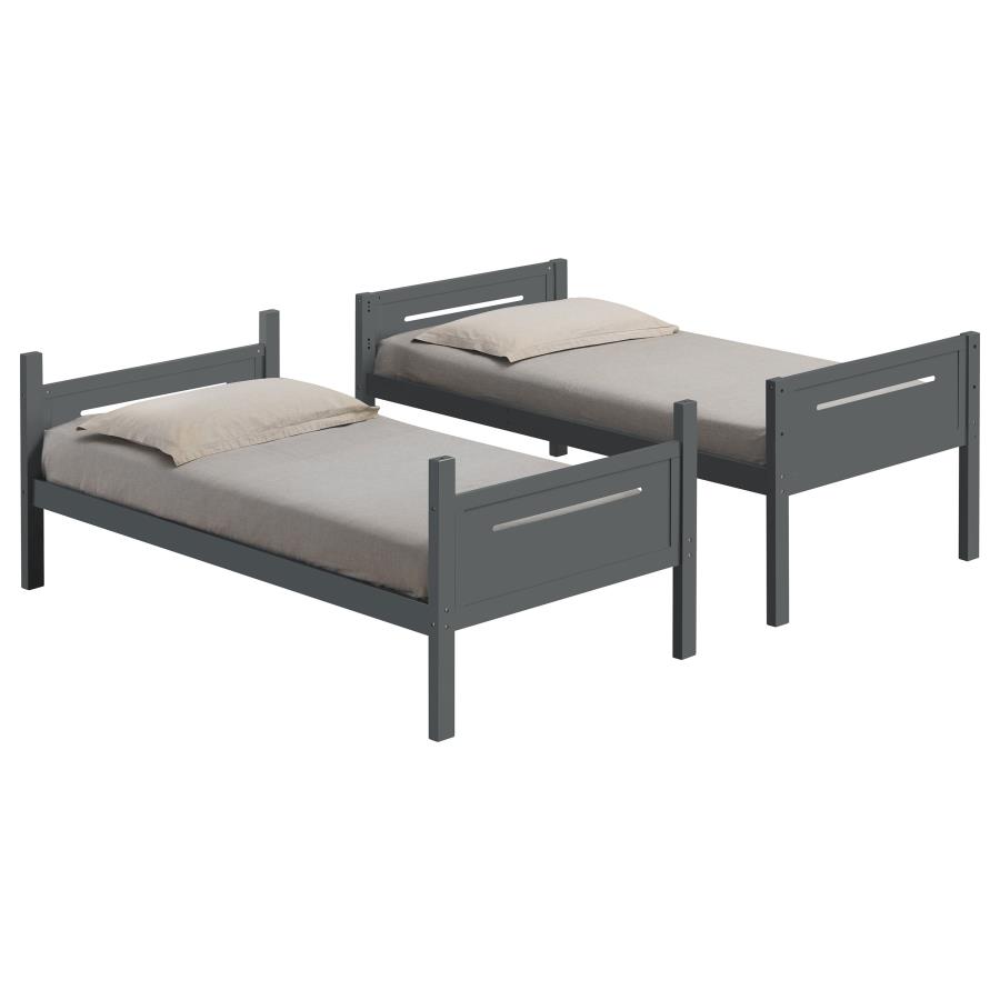 (image for) Littleton Wood Twin Over Twin Bunk Bed Grey