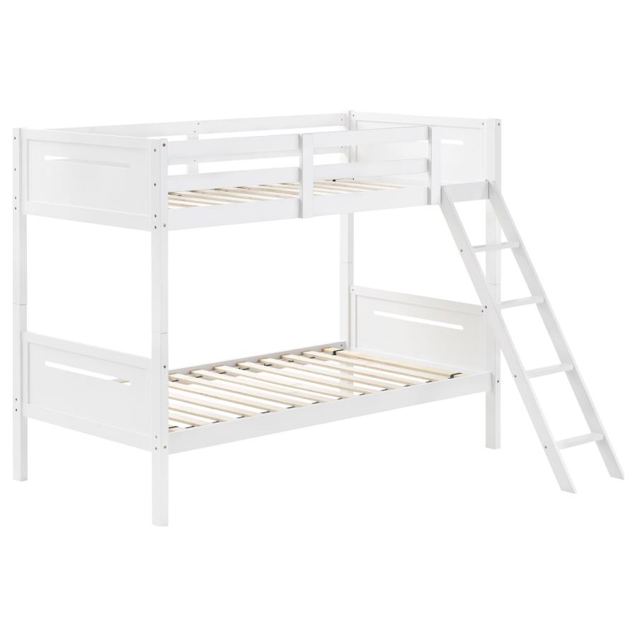 (image for) Littleton Wood Twin Over Twin Bunk Bed White - Click Image to Close