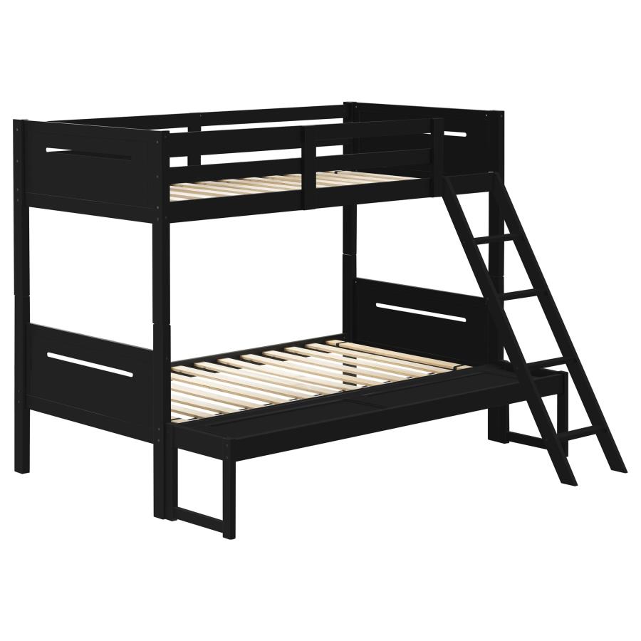 (image for) Littleton Wood Twin Over Full Bunk Bed Black - Click Image to Close