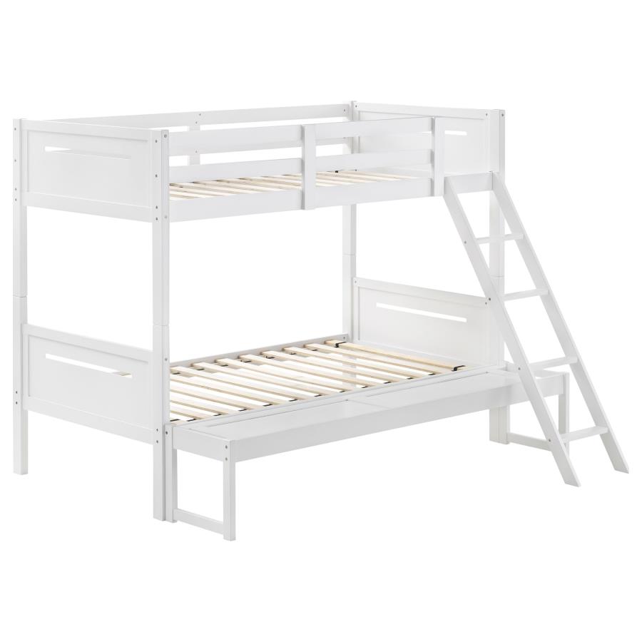 (image for) Littleton Wood Twin Over Full Bunk Bed White - Click Image to Close