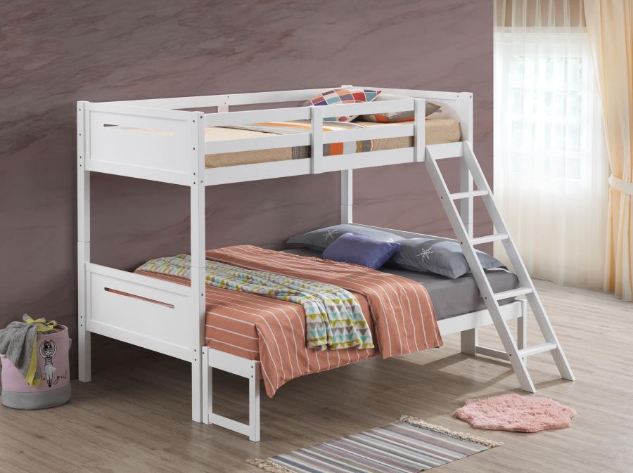 (image for) Littleton Wood Twin Over Full Bunk Bed White