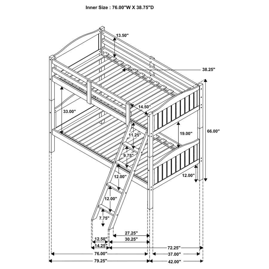 (image for) Arlo Wood Twin Over Twin Bunk Bed Black